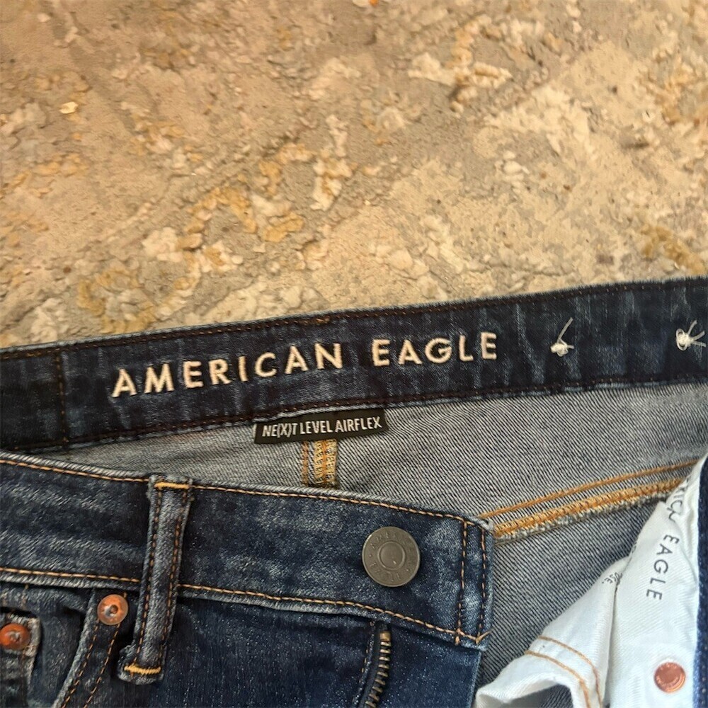 American Eagle Jeans Mens 32x30 Blue Slim Fit Stretch Distressed 5-Pocket